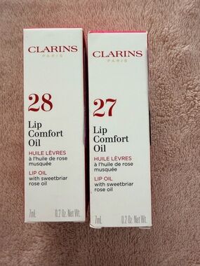 Clarins Lip Comfort Oil Duo in Shades 27 & 28 (Pink)